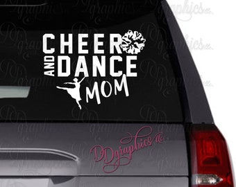 Cheer and Dance Mom Vinyl Decal, Cheerleading Sticker, Dancing Team, Car Window Decal, Cheerleader, Dancer, Pom, Mom Gift
