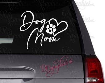 Dog Mom Decal, Dog Heart Sticker, Paw Print Decal, Dog Paw, Pawprint, Car Window Decal,  Canine Love, Dogmom Gift, Doggie, Tumbler, Laptop