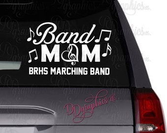 Band Mom vinyl decal / Band Decal / car decal / Personalized decal / marching band / band name / music notes / treble clef heart/personalize