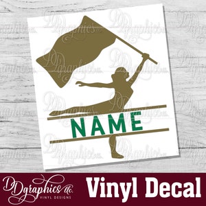 Personalized Color Guard with Name Vinyl Decal, Custom Color Guard Sticker, Car window Decal, Colorguard, Marching Band Decal, Flag Twirler