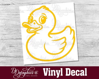 Rubber Duck Vinyl Decal, Lucky Ducky Sticker, Car window Adhesive Decal