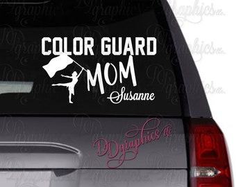 Color Guard Mom Personalized Vinyl Decal, Custom ColorGuard Sticker, Marching Band, Car window Decal, Flag Twirler, Guard Life, Mom Gift