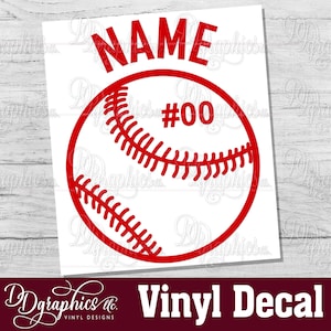 Personalized Baseball Vinyl Decal, Custom Baseball Sticker, Sports Team, Baseball Player, Car window Decal, Mom Gift, Base Ball, Tumbler