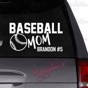 Personalized Baseball Mom Vinyl Decal, Custom Baseball Sticker, Baseball Team, Baseball Player, Car Window Decal, Mom Gift, Base Ball Gift