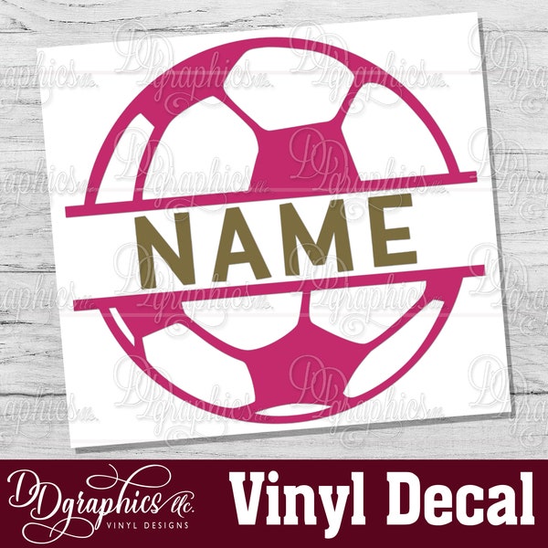 Soccer Ball with Name vinyl decal/ Soccer decal /Personalized decal/two color decal/Soccer/Soccer Team/personalize/car decal/tumbler decal