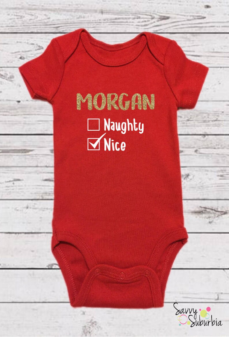 Baby Onesie / Custom Naughty or Nice Onesie / Custom Holiday Etsy