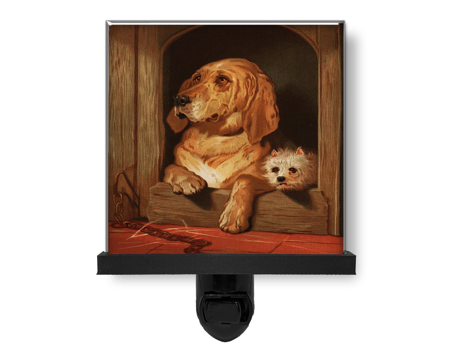 Decorative Lights Cute Vintage Style Dogs Puppies Playing Animal Glass