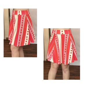Women’s Strawberry striped Skirt - Spring skater skirt (adult/teen)
