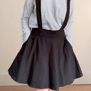 Pocket skirt - women’s Skater Skirt With suspenders and pockets- solid cotton knit