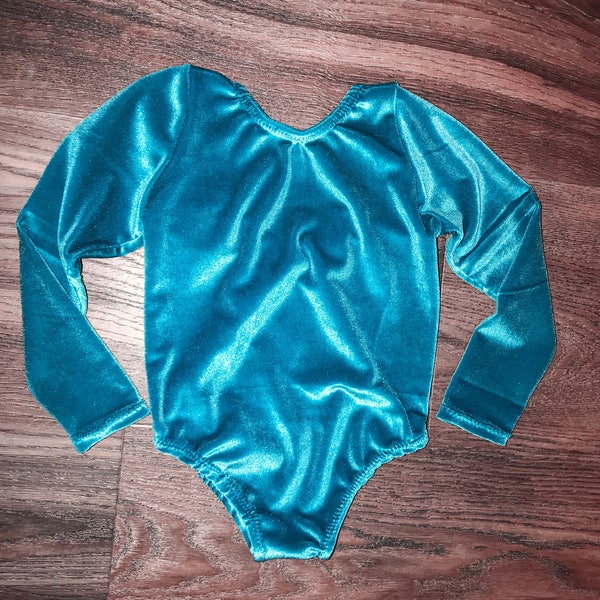 Rts Turquoise velvet leotard 12/24m READY TO SHIP  for baby or toddler