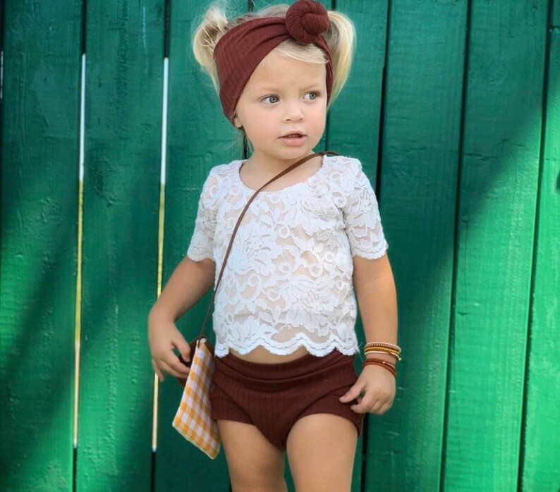 Ivory lace crop top for babies toddlers and kids Full Etsy