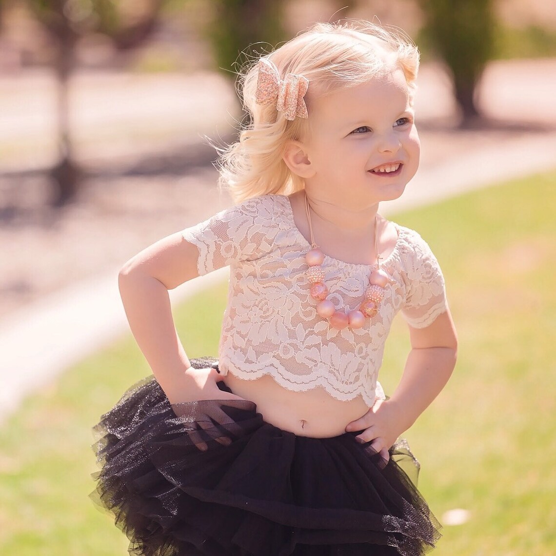Ivory lace crop top for babies toddlers and kids Full Etsy