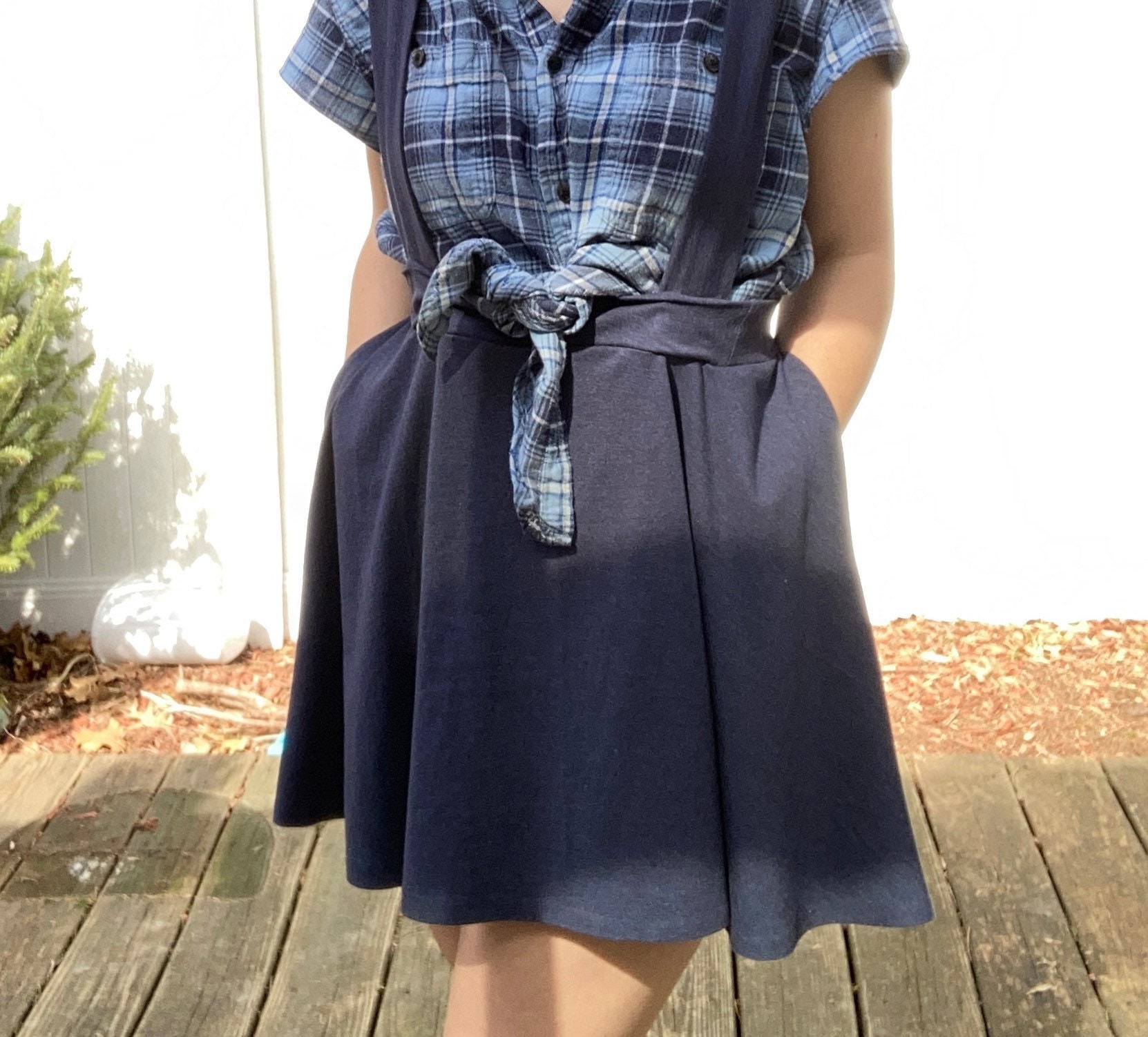 Pocket skirt womens Skater Skirt With suspenders and Etsy