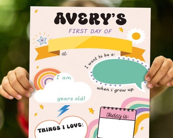 First Day of School Welcome Sign Back to School Gift Rainbow Personalized Custom School Board Reusable Dry Erase Annual Back to School Photo