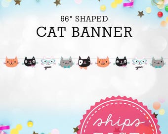 Kitty Cat Face Party Banner: Whimsical Birthday Decor