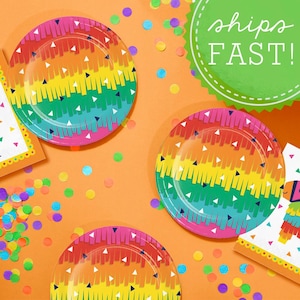 Fiesta Party Plate Taco Party Supply Coco Birthday Decoration Pinata Party Tableware Colorful Fiesta Fringe Cinco de Mayo Dessert Plate