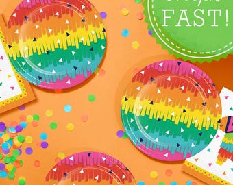 Fiesta Party Plate Taco Party Supply Coco Birthday Decoration Pinata Party Tableware Colorful Fiesta Fringe Cinco de Mayo Dessert Plate