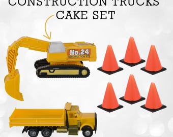Construction Truck Cake Topper Party Decoration Birthday Boy Truck Theme Cone Candles Party Supply Construction Truck Candles Baby Shower