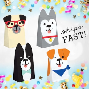 Dog Party Favor Bag Set Puppy Party Supplies Birthday Treat Container Paper Party Decoration Puppy Birthday Theme Party Bag Dog Birthday