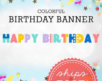 Colorful Happy Birthday Banner, Party Celebration Decor