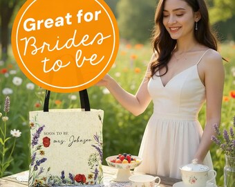 Wildflower Tote Bag Personalized Bridal Party Gift Custom Bride to Be Gift Idea Wildflower Bag Bride Tote Bag Custom Floral Custom Bride Bag