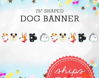 Pancarta de fiesta con forma de perro, decoración de pared, artículos para fiestas de cachorros, artículos para fiestas de cumpleaños de perros, arte de pared para celebración de cumpleaños, perro de fiesta de cumpleaños