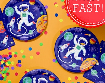 Space Birthday Party Plate Outerspace Birthday Party Decor Astronaut Dessert Plate Set Outerspace Birthday Decor Space Dessert Plate