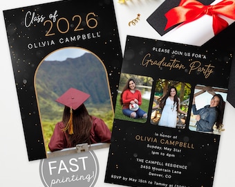 2026 Graduation Party Printed Invitation Cards | Modern Photo Design