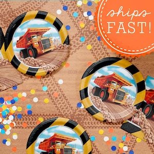 Truck Party Plate Party Supply Birthday Decoration Construction Theme Party Tableware Caution Design Truck Party Decor Trucks Dessert Plate