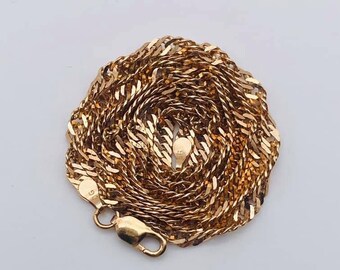 18/" Italian Solid Sterling Silver Vermeil Pink Gold Cable Link Chain 1.5g