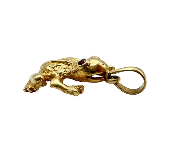 Beautiful Large Solid 14k Yellow Gold Frog with R… - image 3