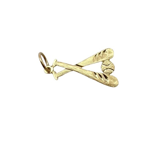 Awesome Solid 14k Yellow Gold Baseball Charm Pend… - image 2