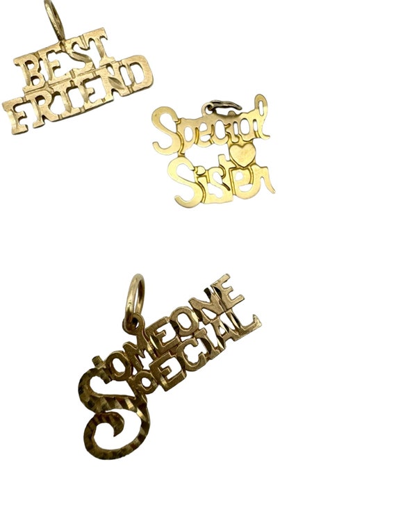 Amazing Lot of 5 Solid 14k Yellow Gold Quote Word… - image 5