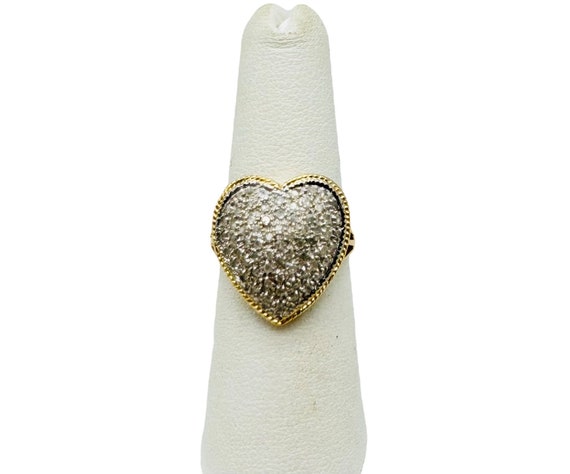 Awesome Solid 14k Yellow Gold and Diamond Heart R… - image 1