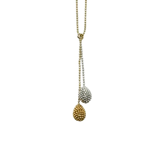 Awesome 14k Yellow and White Gold Ball Link Chain… - image 1