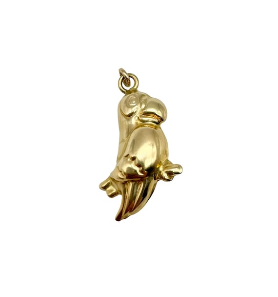 Vintage Awesome 14k Yellow Gold Parrot Bird Charm 