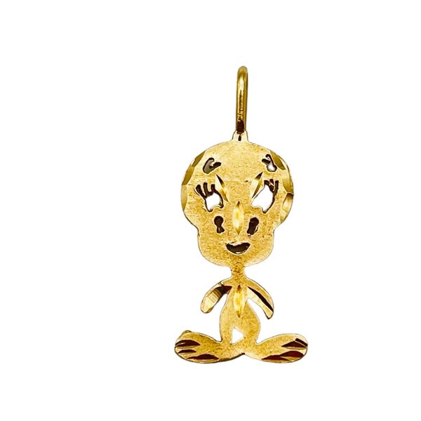 Vintage Awesome Solid 14k Yellow Gold Tweety Bird Charm Pendant!