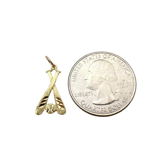 Awesome Solid 14k Yellow Gold Baseball Charm Pend… - image 3