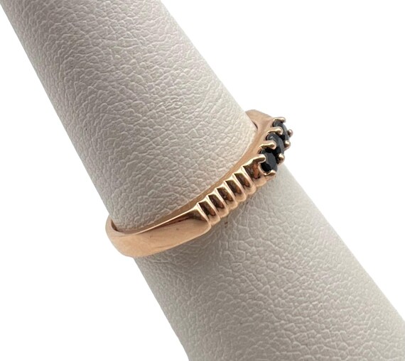 Awesome Solid 14k Rose Gold Ribbed Sapphire Band … - image 6