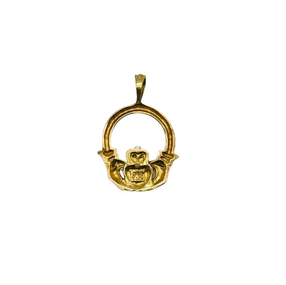 Beautiful Solid 14k Yellow Gold Claddagh Pendant … - image 3