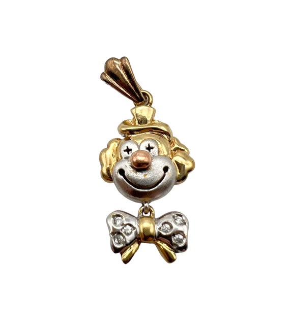 Vintage Awesome Solid 10k Yellow Gold Clown Charm 