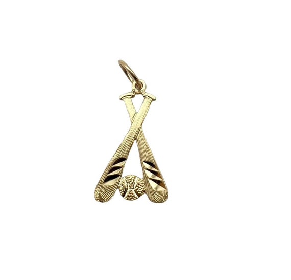 Awesome Solid 14k Yellow Gold Baseball Charm Pend… - image 1