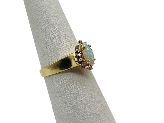 Gorgeous Vintage Solid 14k Yellow Gold Opal and D… - image 6