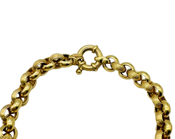 Stunning 14k Yellow Gold Rolo Link Chain Bracelet… - image 5