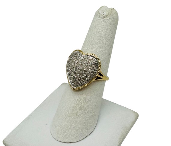 Awesome Solid 14k Yellow Gold and Diamond Heart R… - image 5