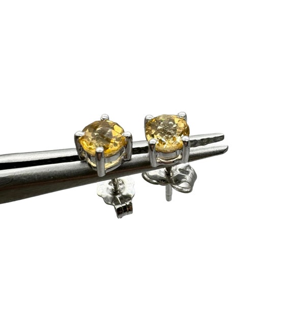 Amazing Solid 14k White Gold and Citrine Stud Ear… - image 3