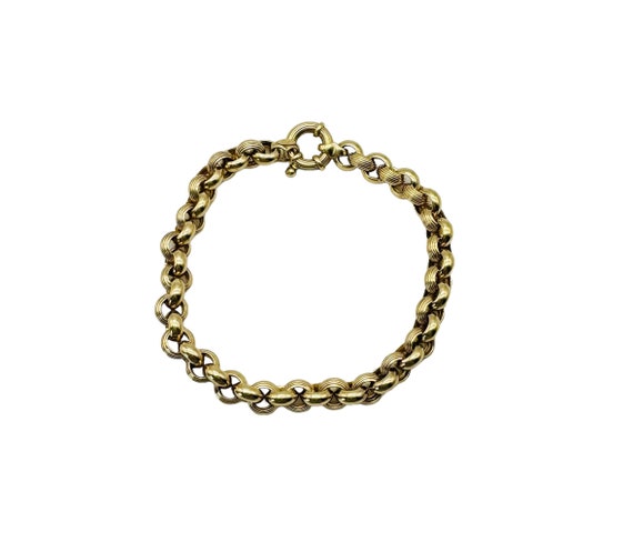 Stunning 14k Yellow Gold Rolo Link Chain Bracelet… - image 1