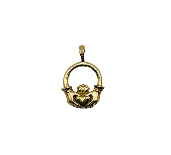 Beautiful Solid 14k Yellow Gold Claddagh Pendant … - image 1