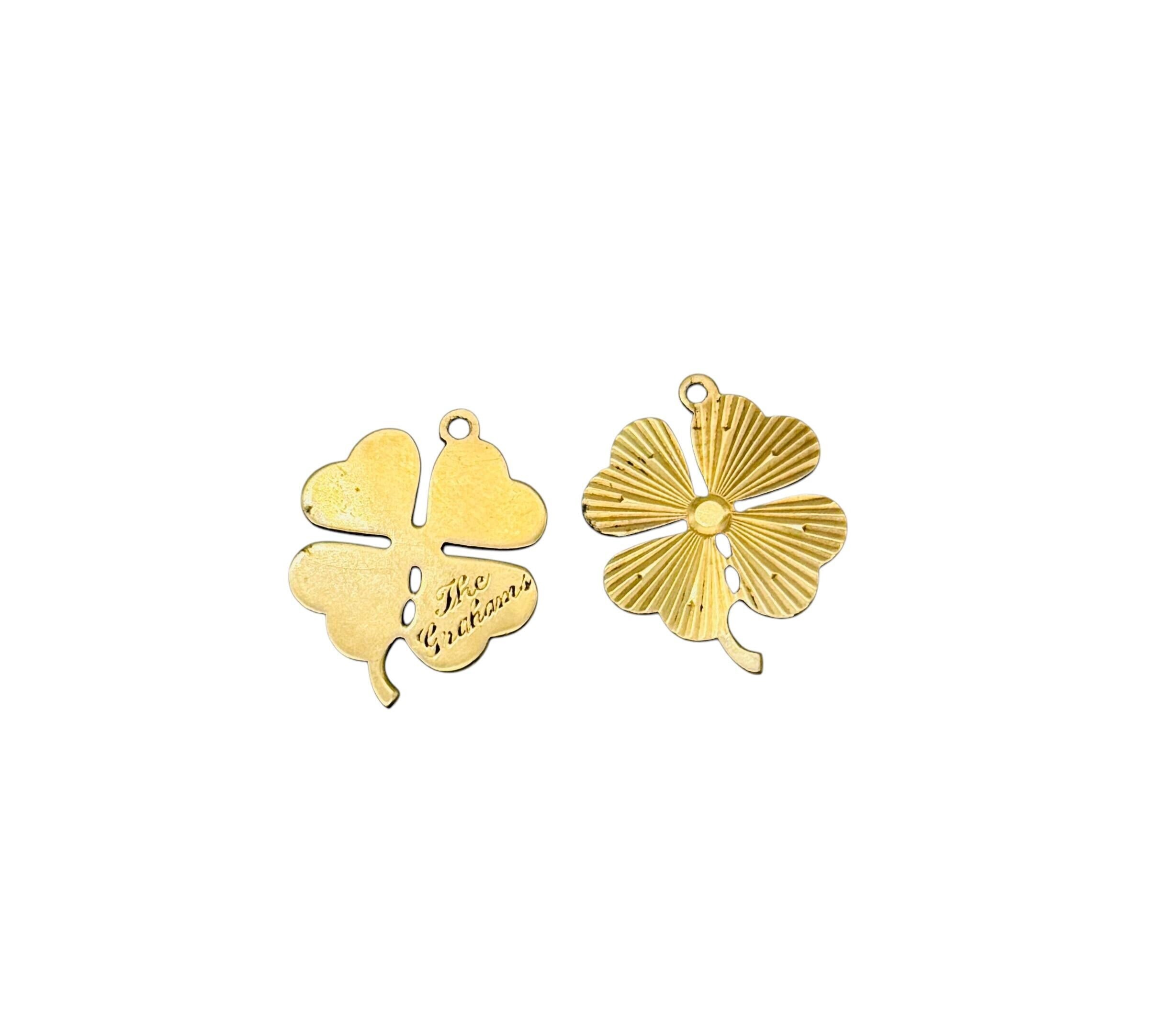 Awesome 14k Yellow Gold Clover Pendant Charms! Free Shipping!