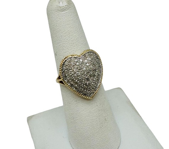 Awesome Solid 14k Yellow Gold and Diamond Heart R… - image 4